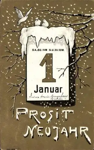 Ak Glückwunsch Neujahr, Kalender