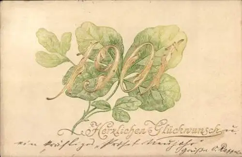 Ak Glückwunsch Neujahr 1901, Glücksklee