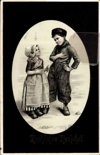 Passepartout Ak Niederlande, Kinder in Tracht