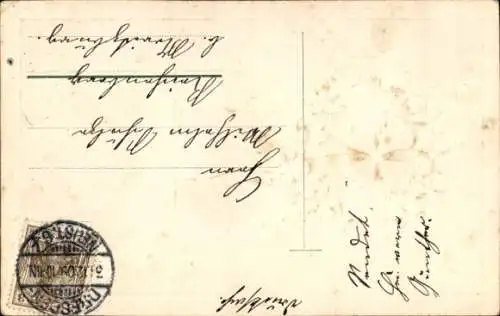 Ak Liberec Reichenberg in Böhmen, Neujahrswünsche, vierblättriges Kleeblatt, Vergissmeinnicht.