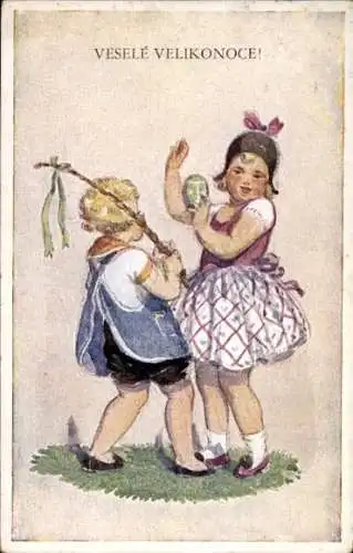 Ak Glückwunsch Ostern, Kinder, Osterei