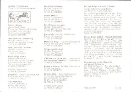 Ak Sängerin Margit Schramm, Portrait, Autogramm