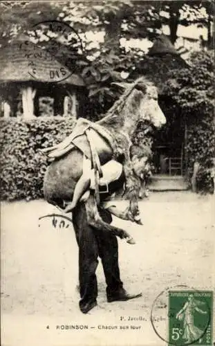 Ak Robinson Hauts de Seine, Esel Huckepack