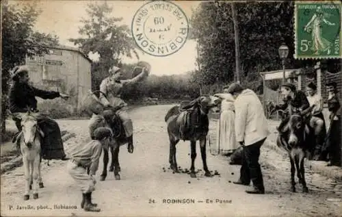 Ak Robinson Hauts de Seine, Esel, En Panne