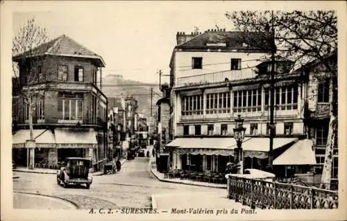 Ak Suresnes Hauts de Seine, Mont Valérien pris du Pont