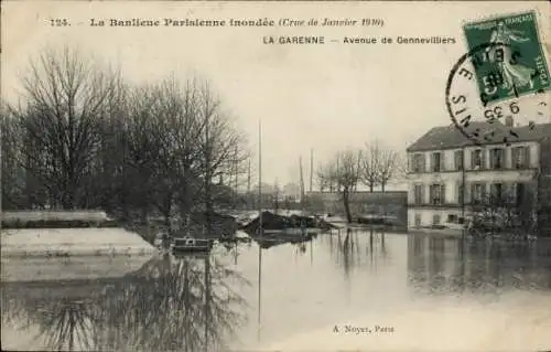 Ak Villeneuve La Garenne Hauts de Seine, Crue de Janvier 1910, Avenue de Gennevilliers