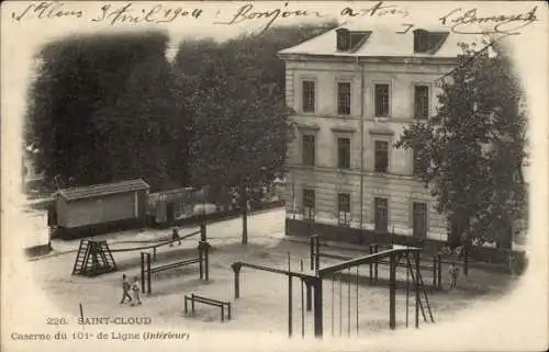 Ak Saint Cloud Hauts de Seine, Caserne du 101 de Ligne, intérieur