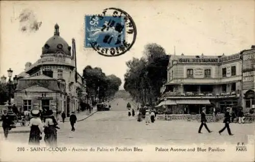 Ak Saint Cloud Hauts de Seine, Avenue du Palais et Pavillon Bleu