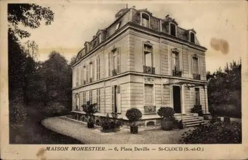 Ak Saint Cloud Hauts de Seine, Maison Monestier, Place Deville
