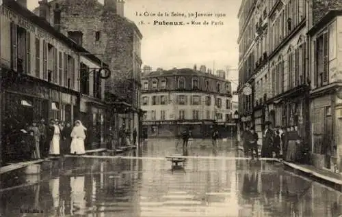 Ak Puteaux Hauts de Seine, Hochwasser am 30. Januar 1910