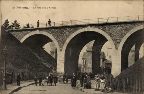 Ak Puteaux Hauts de Seine, Brücke der 5 Bögen