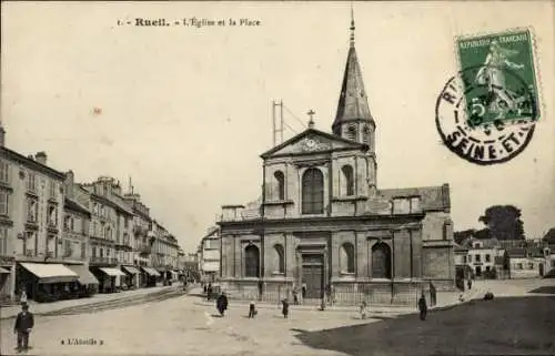 Ak Rueil Hauts-de-Seine, Kirche, Platz