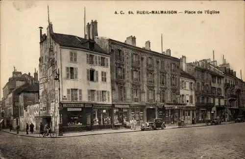 Ak Rueil Malmaison Hauts de Seine, Place de l'Église, Geschäfte