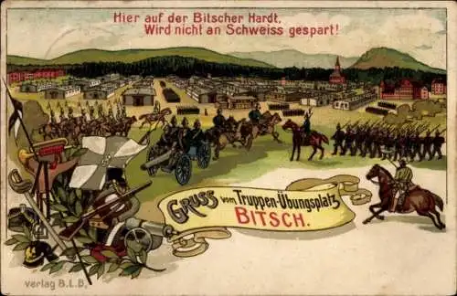 Litho Bitche Bitsch Lothringen Moselle, Truppenübungsplatz, Bitscher Hardt