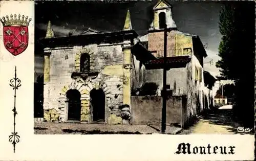 Ak Monteux Vaucluse, La Chapelle de Notre-Dame des Grâces, Wappen