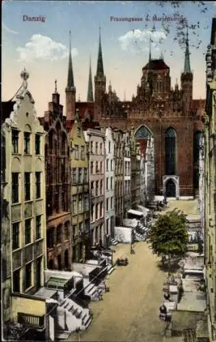 Ak Gdańsk Danzig, Frauengasse, Marienkirche