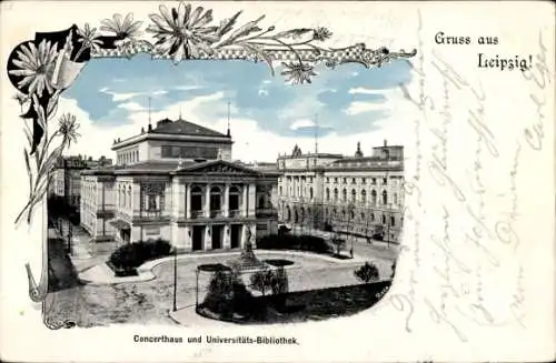 Ak Leipzig, Konzerthaus, Universitäts-Bibliothek