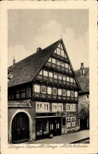 Ak Lemgo in Lippe, Historisches Gebäude, Mittelstraße, Fachwerkarchitektur