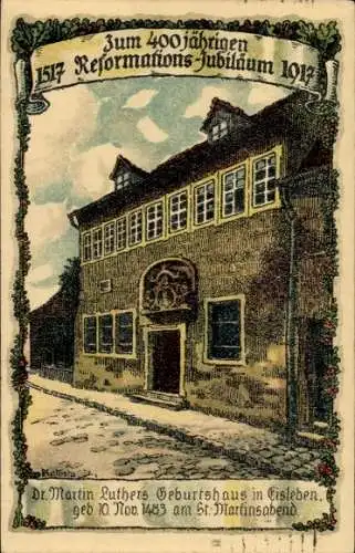 Ak Lutherstadt Eisleben, Reformations-Jubiläum 1917, Dr. Martin Luthers Geburtshaus, Kellista