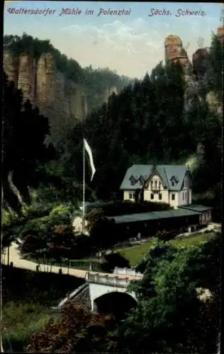 Ak Porschdorf Bad Schandau Sächsische Schweiz, Waltersdorfer Mühle, Waltersdorfer Mühle, Lands...