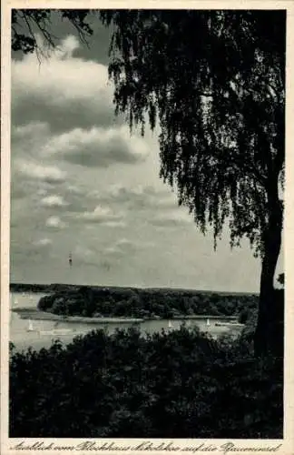 Ak Berlin Zehlendorf Wannsee, Pfaueninsel, Ausblick vom Blockhaus Nikolskoe