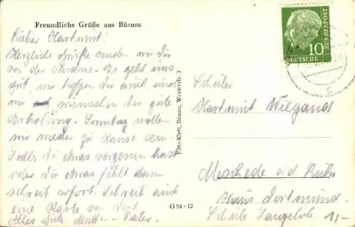 Ak Nordseebad Büsum, Leuchtturm, Nordsee, Hafengebiet, historische Architektur, Boote