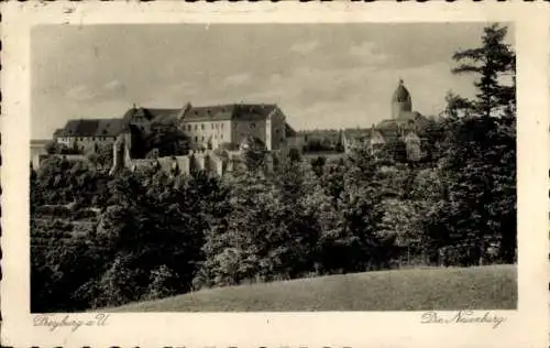 Ak Freyburg an der Unstrut, Burg Neuenburg, historisches Gebäude, Landschaft, schwarz-weiß Bild