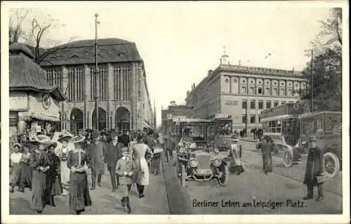 Ak Berlin Mitte, Stadtleben, Leipziger Platz, Straßenverkehr