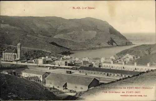 Ak Portbou Port Bou Katalonien, Gesamtansicht