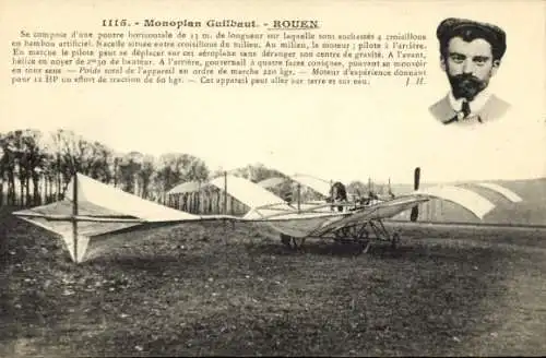 Ak Monoplan Guilbaut, Rouen, Flugzeug, Luftfahrtpioniere