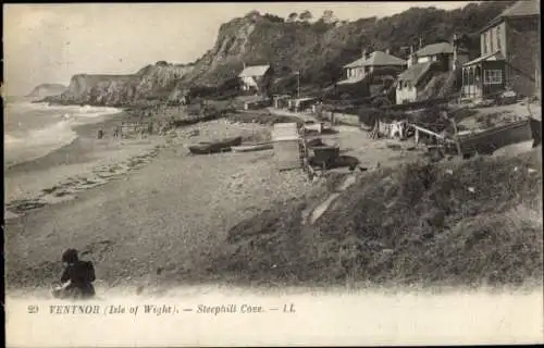 Ak Steephill Cove Isle of Wight England, Steephill Cove, Fähren, Strand, Boote, Häuser