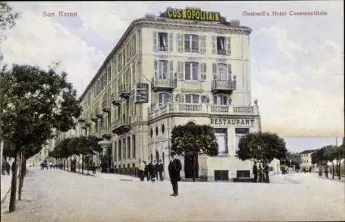 Ak San Remo Ligurien, Gusberti's Hotel Cosmopolitain, Restaurant,  Architektur