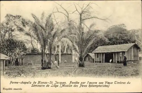 Ak Belgisch Kongo Demokratische Republik Kongo Zaire, Farm der Kapelle Kionzo St. Jacques