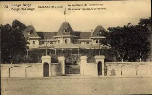 Ak Lubumbashi Elisabethville DR Kongo Zaire, Historisches Gebäude, Gouverneurshaus, Belgischer...