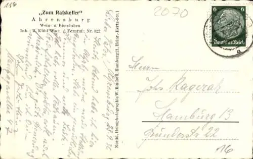 Ak Ahrensburg in Holstein, Zum Ratskeller