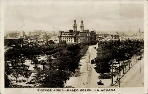 Ak Buenos Aires, Argentina, Paseo Colon la Aduana