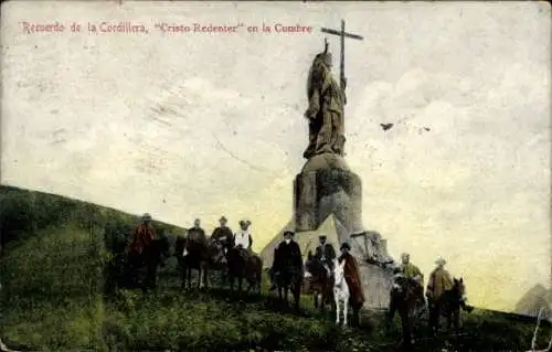 Ak Recuerdo de la Cordillera Chile, Cristo Redenter en la Cumbre