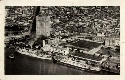 Ak Rio de Janeiro Brasilien, Panorama mit Hafenanlage