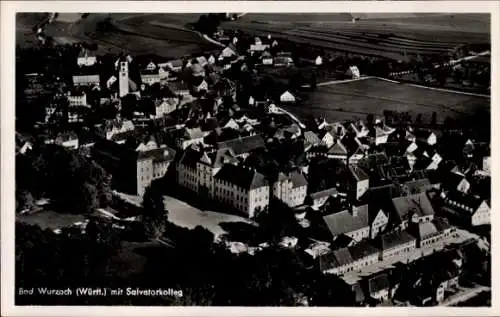 Ak Bad Wurzach in Oberschwaben, Fliegeraufnahme, Salvatorkolleg