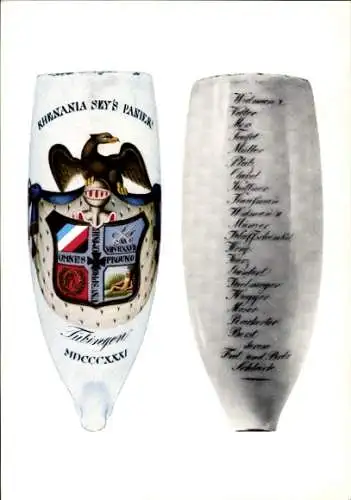 Studentika Ak Tübingen, Corps Rhenania, Wappen mit Corpsbestand auf Pfeifenkopf, 1831