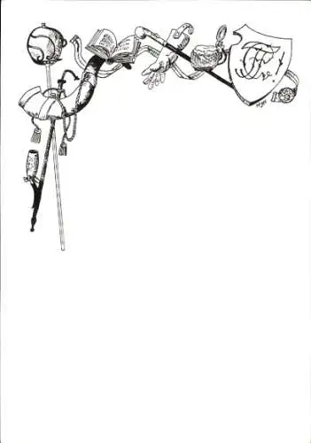 Studentika Ak Tübingen, Corps Franconia, Pfeife, Degen, Wappen