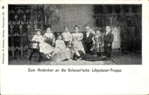 Ak Andenken an die Scheuer'sche Liliputaner Truppe
