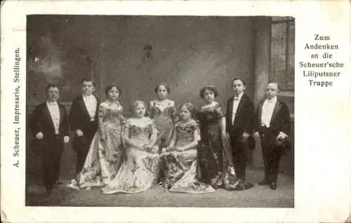 Ak Stellingen, Zum Andenken an die Scheuersche Liliputaner Truppe, Gruppenfoto