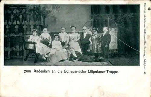 Ak Andenken an die Scheuer'sche Liliputaner Truppe