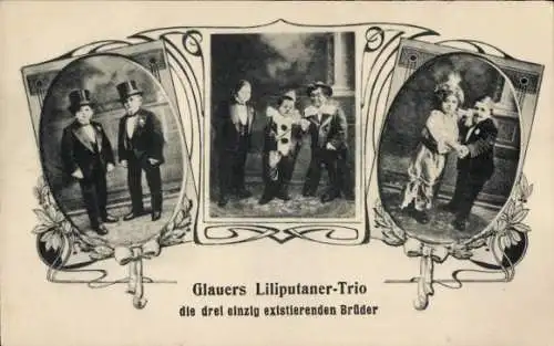 Ak Glauers Liliputaner-Trio, die drei einzig existierenden Brüder