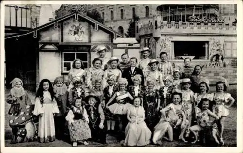 Ak C.H. Schäfers Zirkus Stadt Liliput, Liliputaner, München Solln, Memlingstraße 11