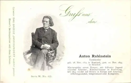 Ak Anton Rubinstein, russischer Komponist, Dirigent, Portrait