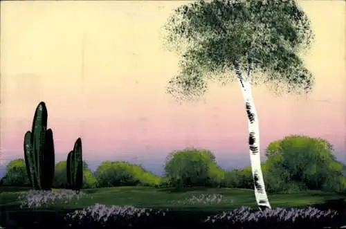 Handgemalt Künstler Ak Landschaft, Birke