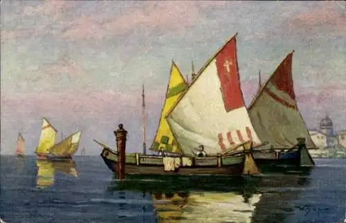 Künstler Ak Hoy, W., Venezian. Fischerboote