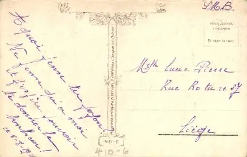 Künstler Ak Liebespaar, Nachdenkliche Frau